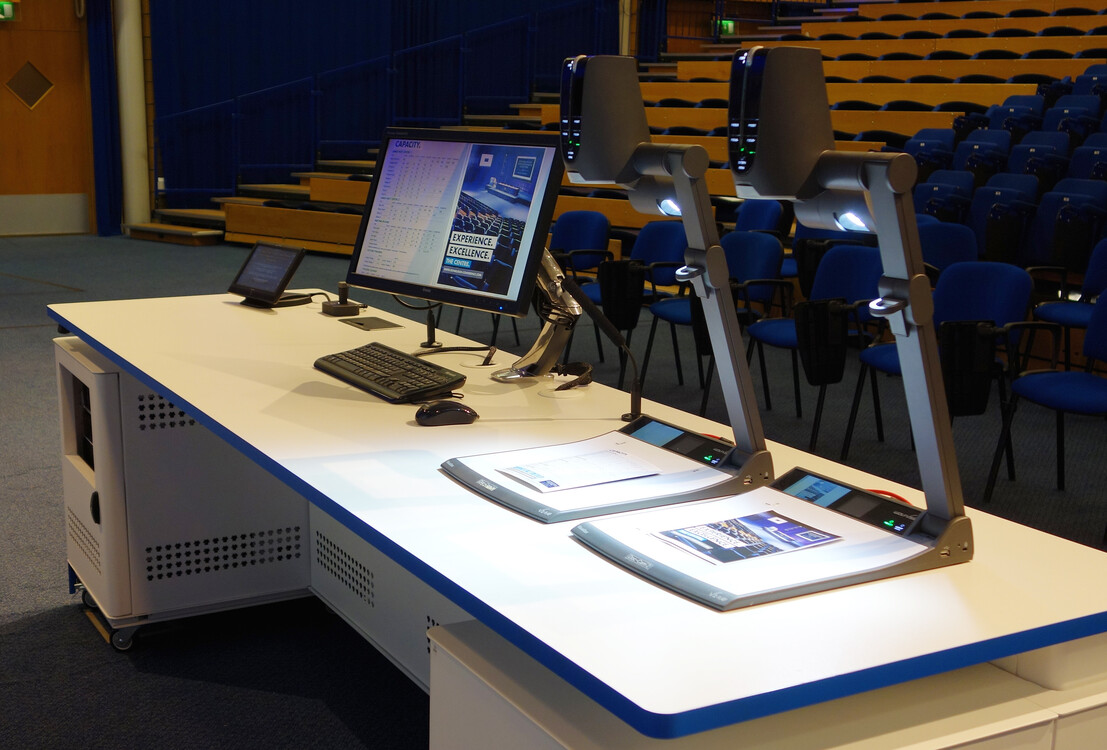 Two WolfVision VZ-9.4F Visualizers installed side by side at Heriot-Watt University.