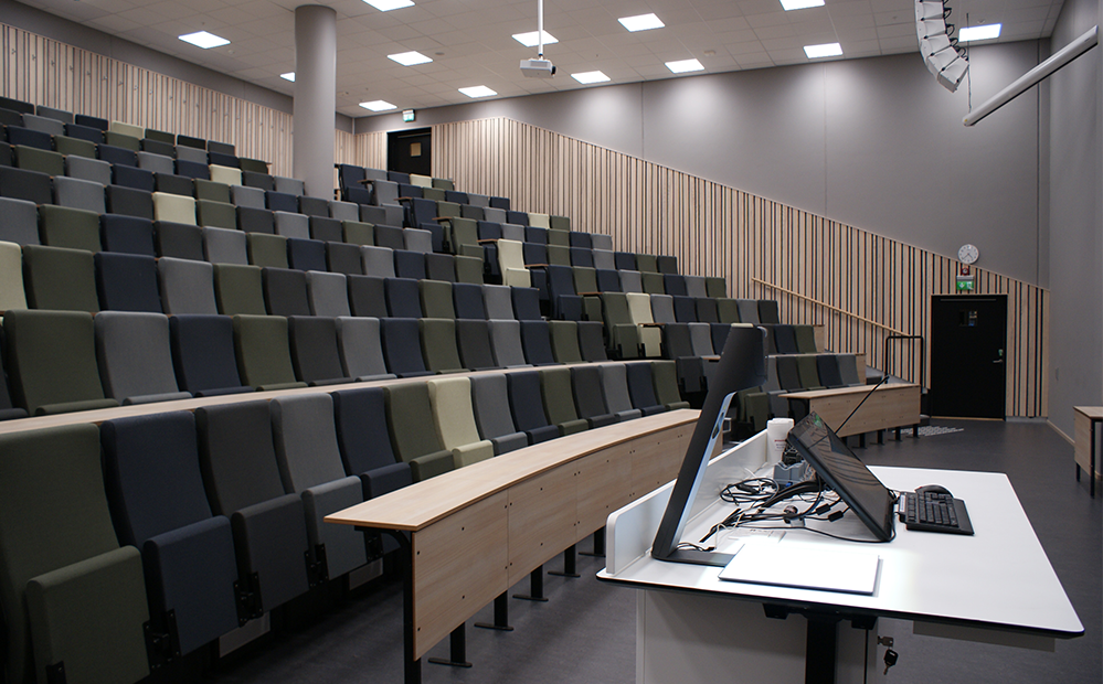 WolfVision VZ-3neo Visualizer installed in an auditorium at BI Norwegian Business school..