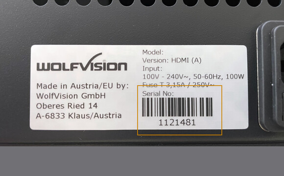 Serial number identification - WolfVision GmbH