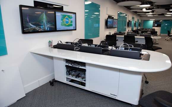 Student workstation in the active learning classroom at London Business School