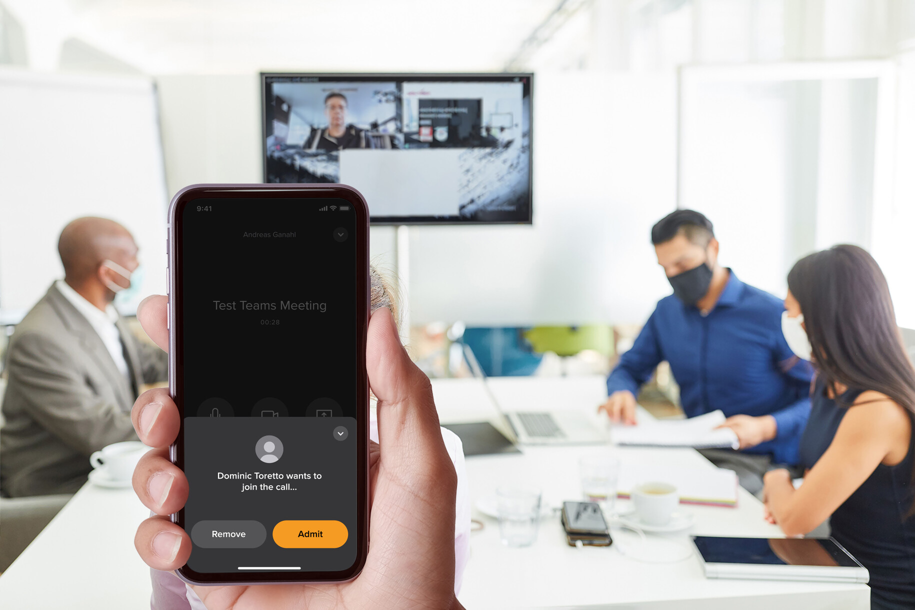 Zoom or Microsoft Teams meetings using WolfVision's vSolution App as a 'touchless' controller