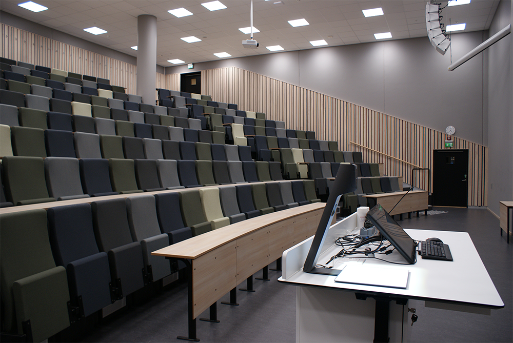 WolfVision VZ-3neo Visualizer installed in an auditorium at BI Norwegian Business school..