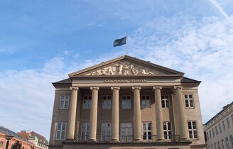 Exterior view of Danske Bank, Copenhagen, Denmark.