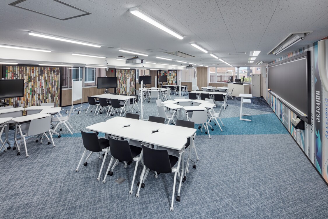 Salle de classe pour l'apprentissage actif, Université Teikyo, Tokyo, Japon