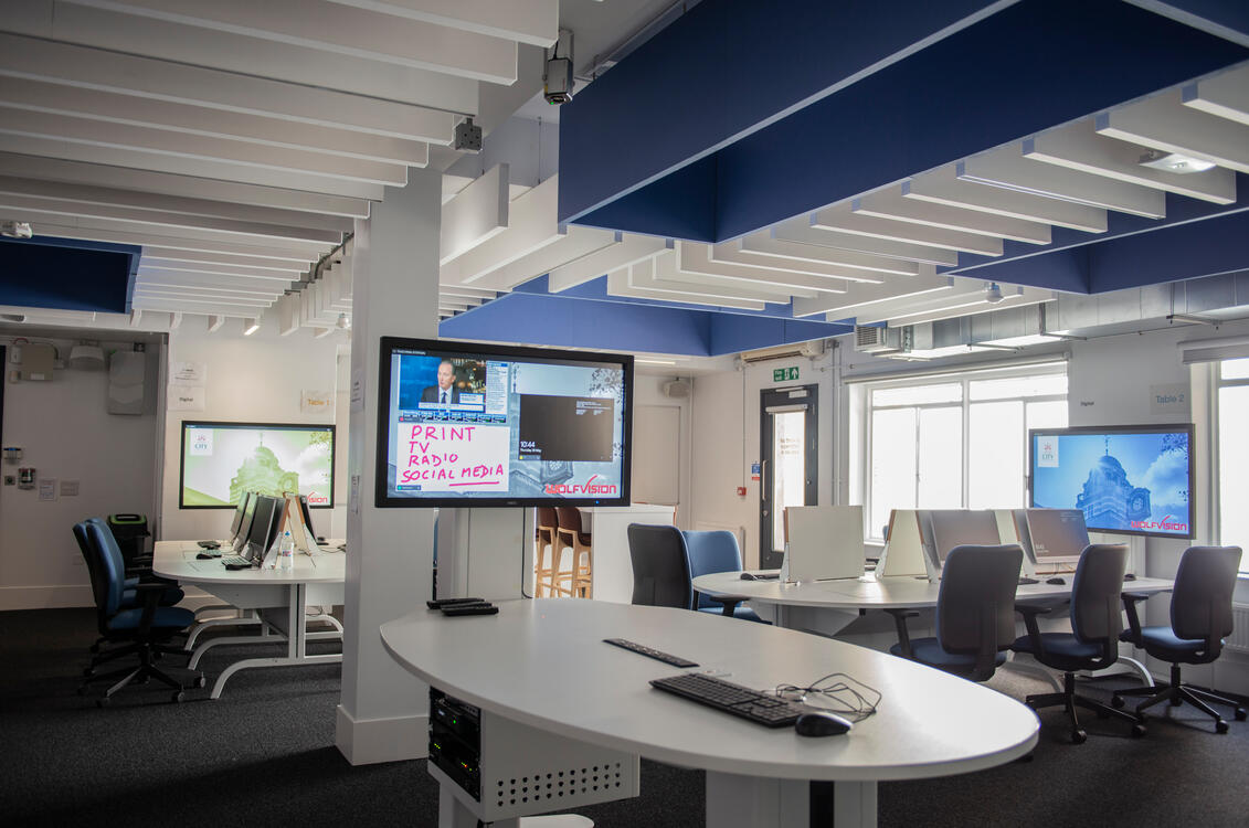 Active learning classroom at City, University of London, Department of Journalism